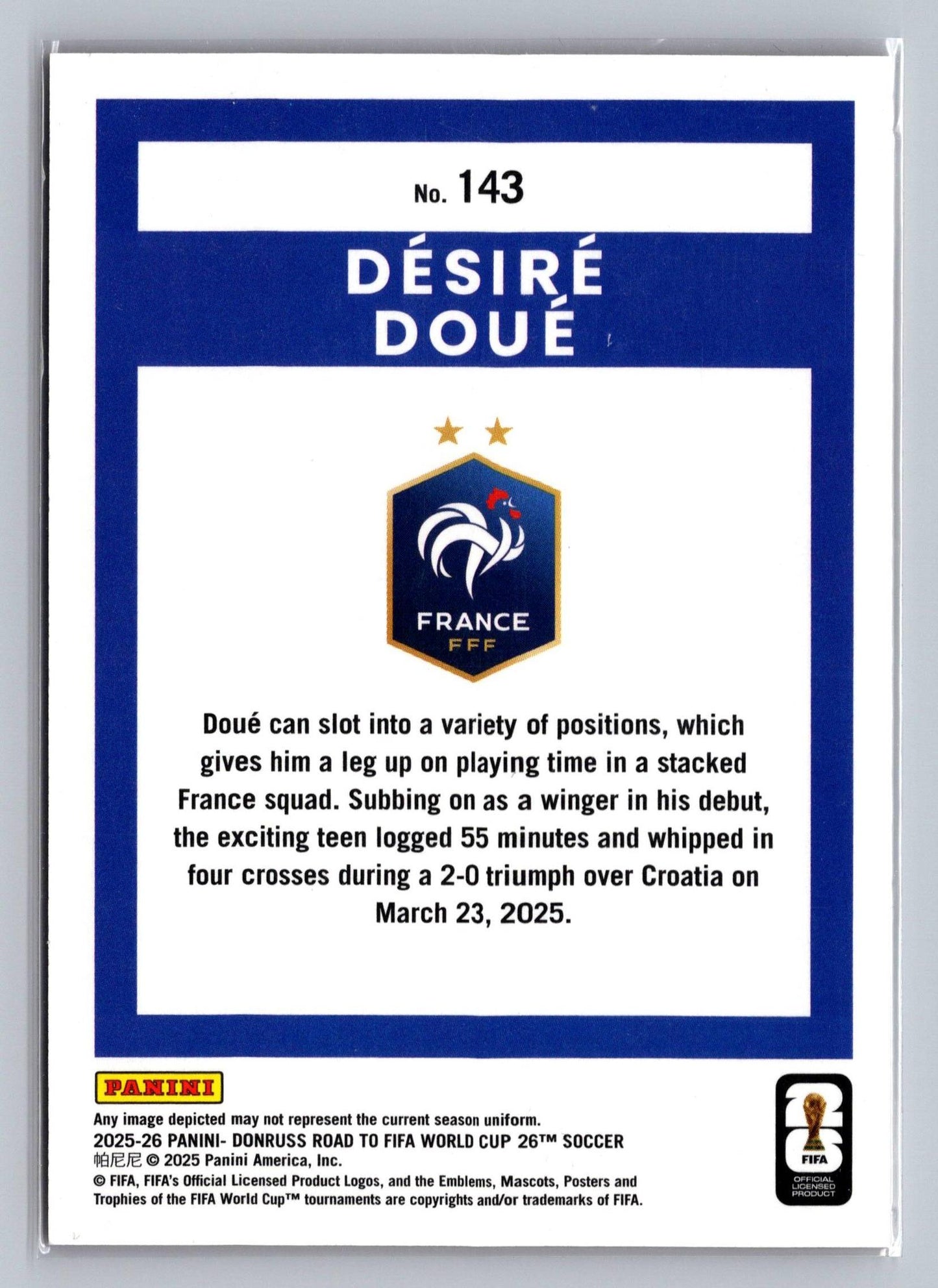 2025-26 Donruss Road to FIFA World Cup #143 Desire Doue Orange #/99