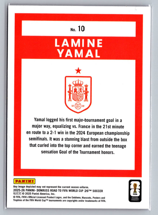 2025-26 Donruss Road to FIFA World Cup #10 Lamine Yamal Pink Swirl #/89