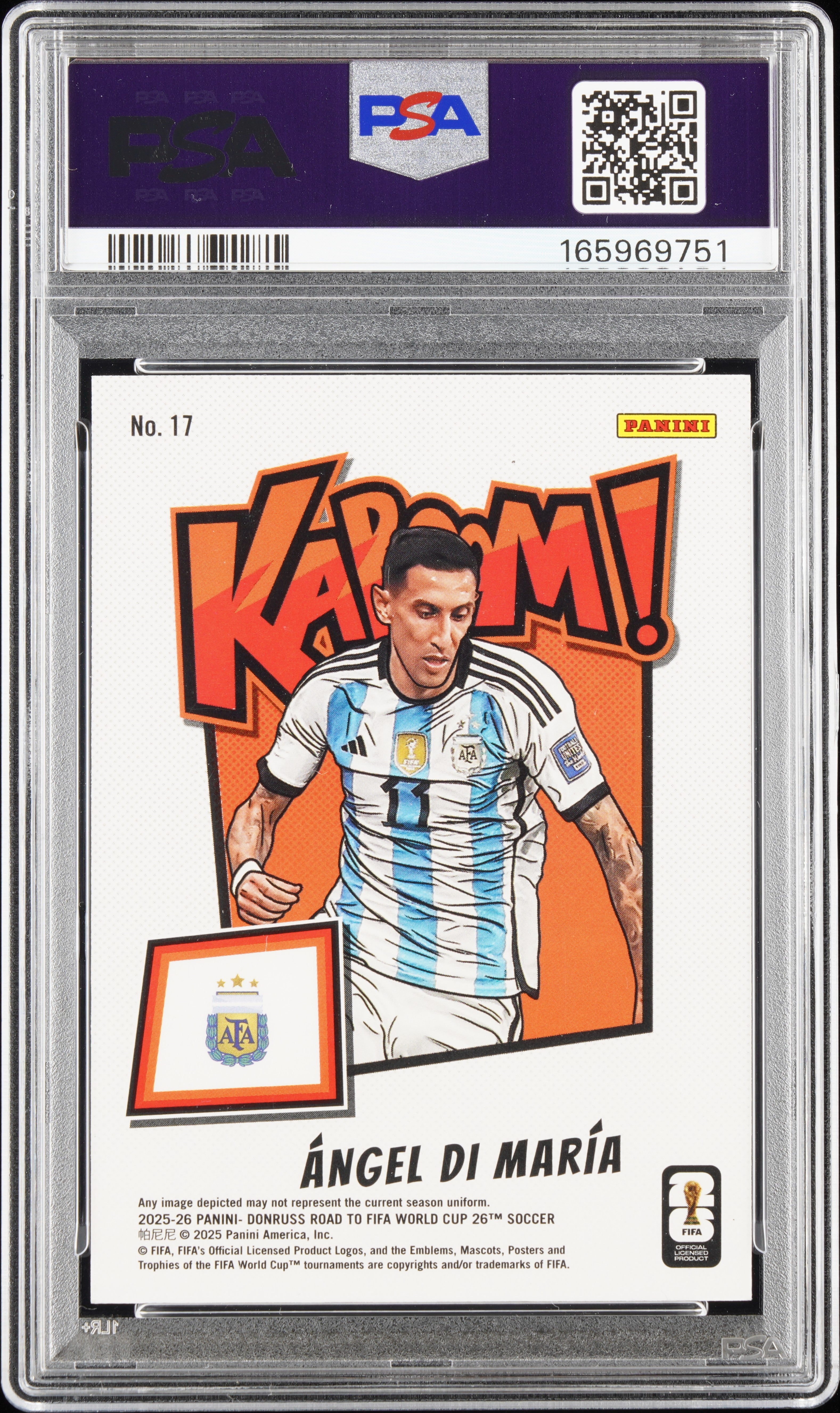 2025-2026 Panini Donruss  '26 Kaboom! #17 Angel Di Maria Kaboom!-Gold PSA 8 #/10