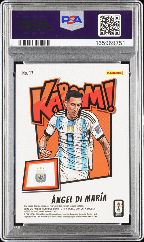 2025-2026 Panini Donruss  '26 Kaboom! #17 Angel Di Maria Kaboom!-Gold PSA 8 #/10