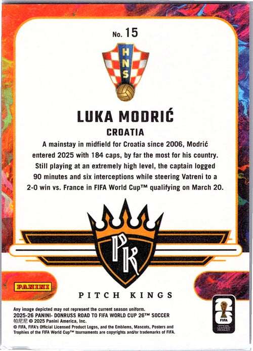 2025-26 Donruss Road to FIFA World Cup #15 Luka Modric Pitch Kings Purple #/99