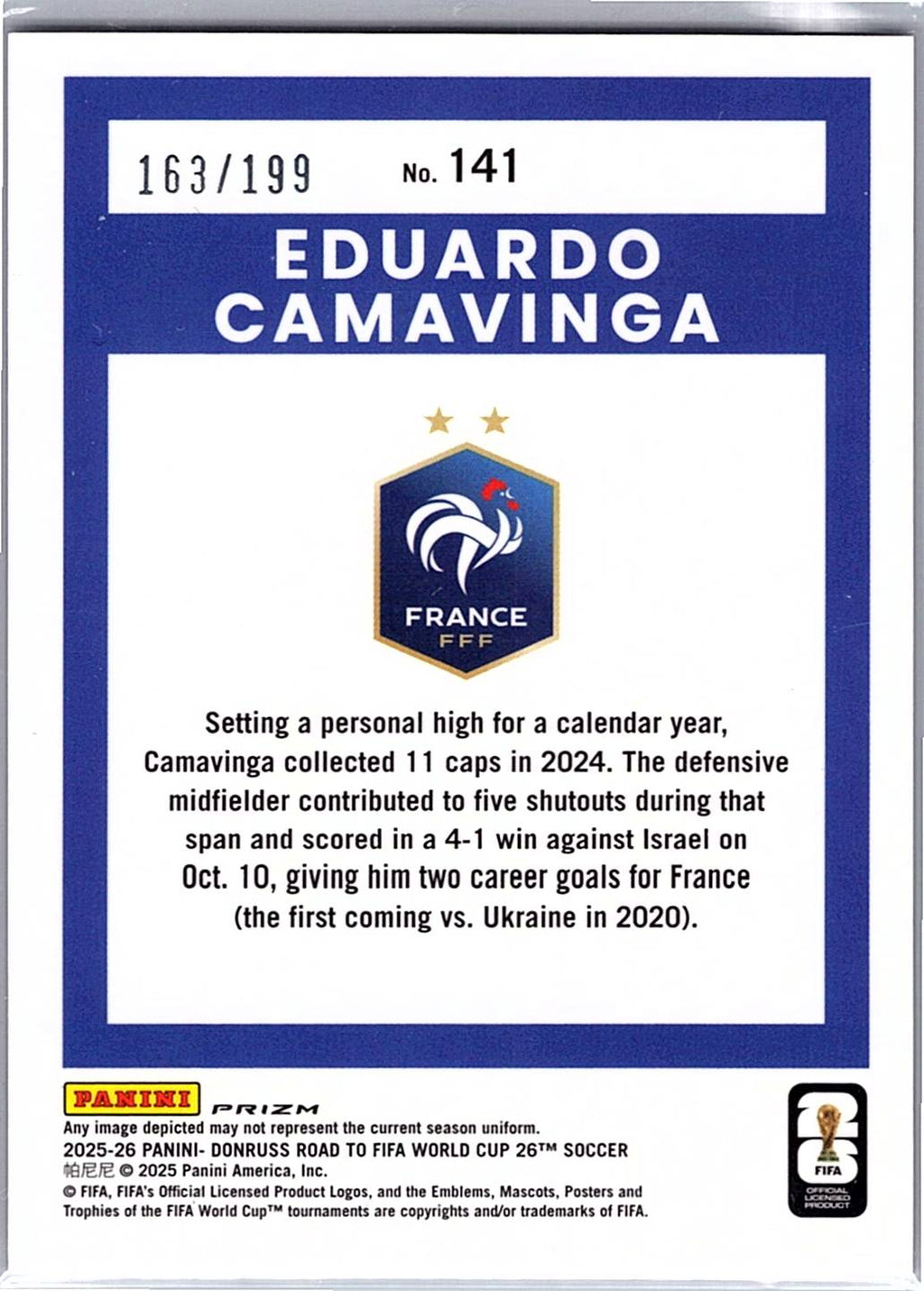 2025-26 Donruss Road to FIFA World Cup #141 Eduardo Camavinga