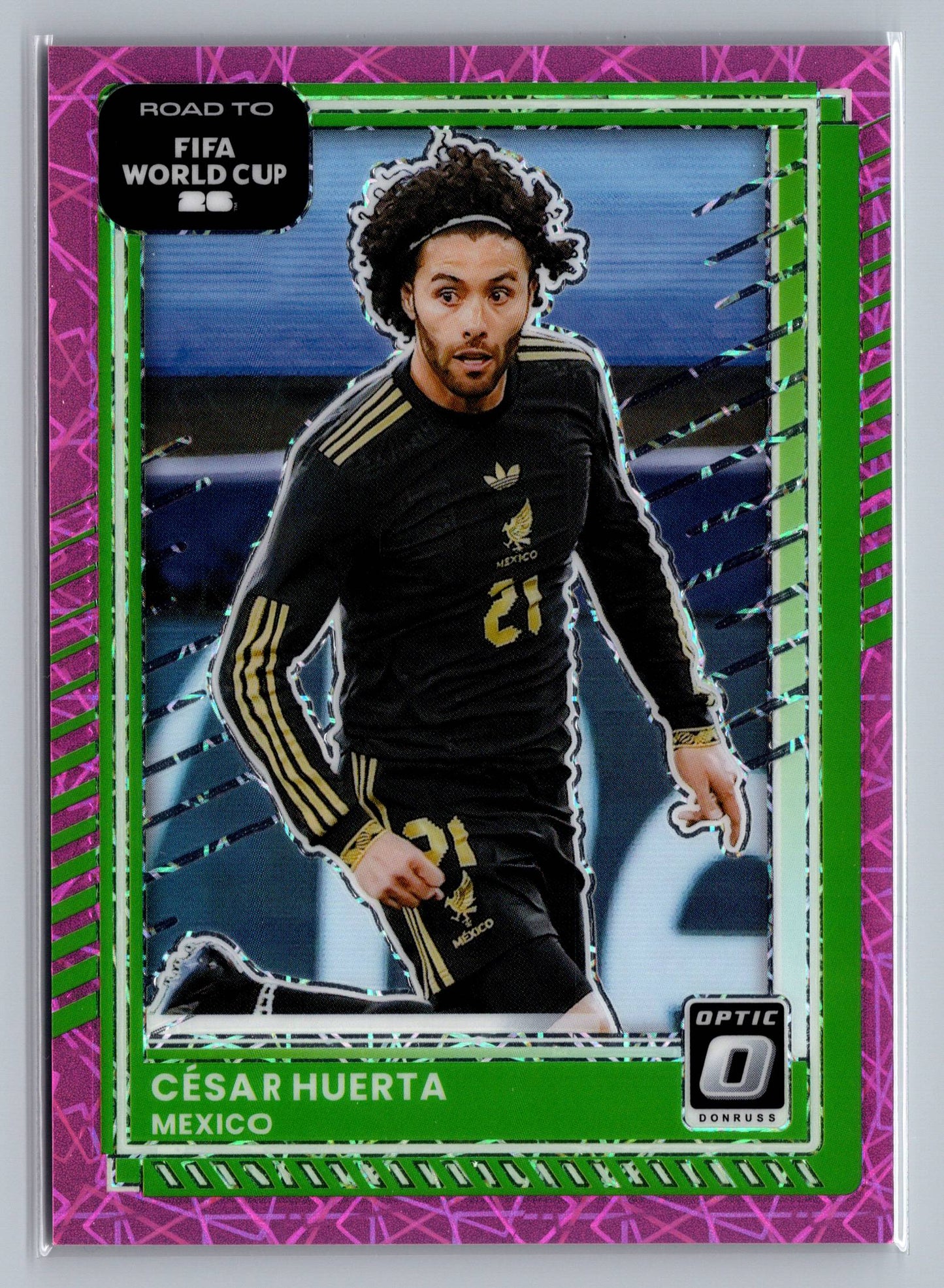 2025-26 Donruss Road to FIFA World Cup #77 Cesar Huerta Optic Pink Velocity #/99