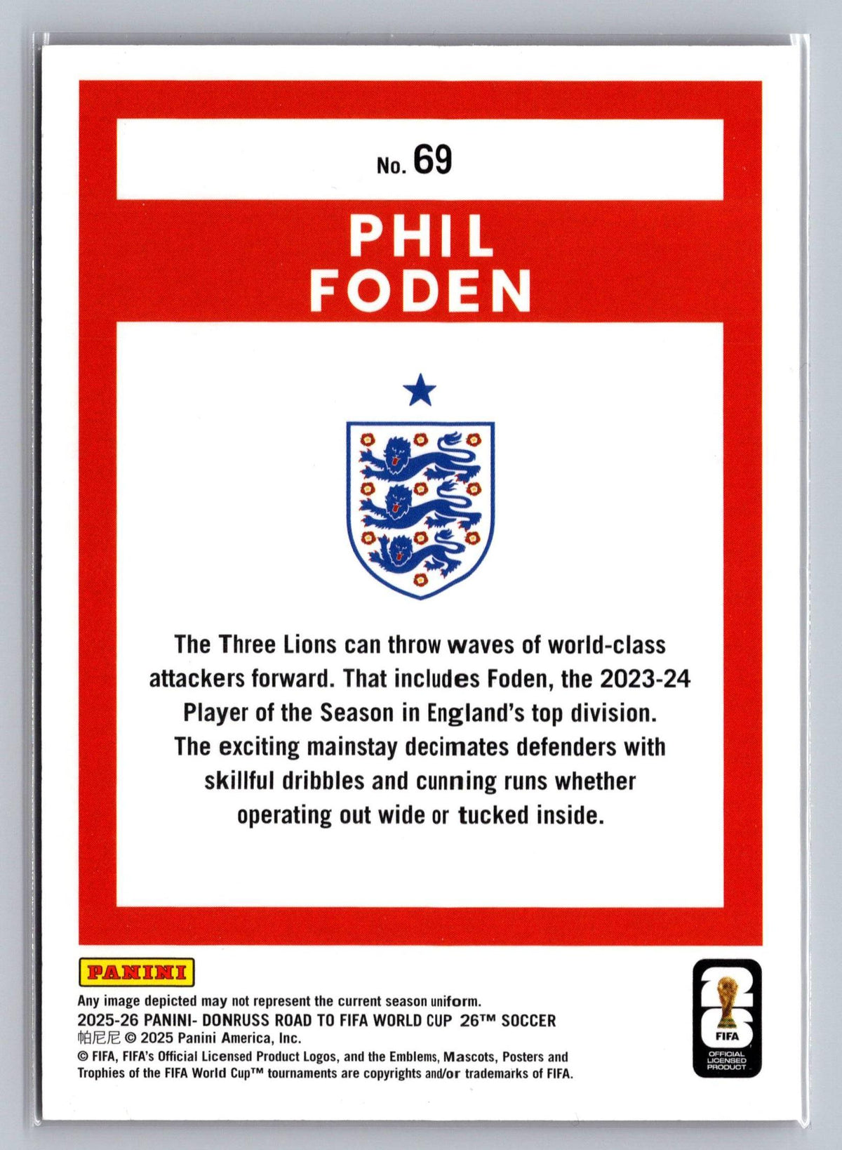 2025-26 Donruss Road to FIFA World Cup #69 Phil Foden Red #/75