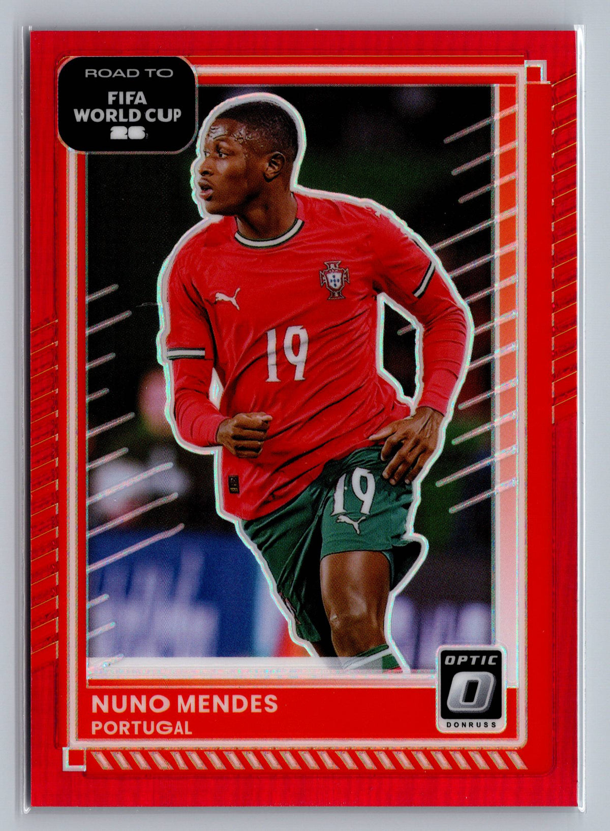 2025-26 Donruss  FIFA World Cup #92 Nuno Mendes Optic Orange Velocity #/199